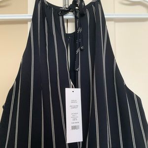 Petite Striped Halter Jumpsuit